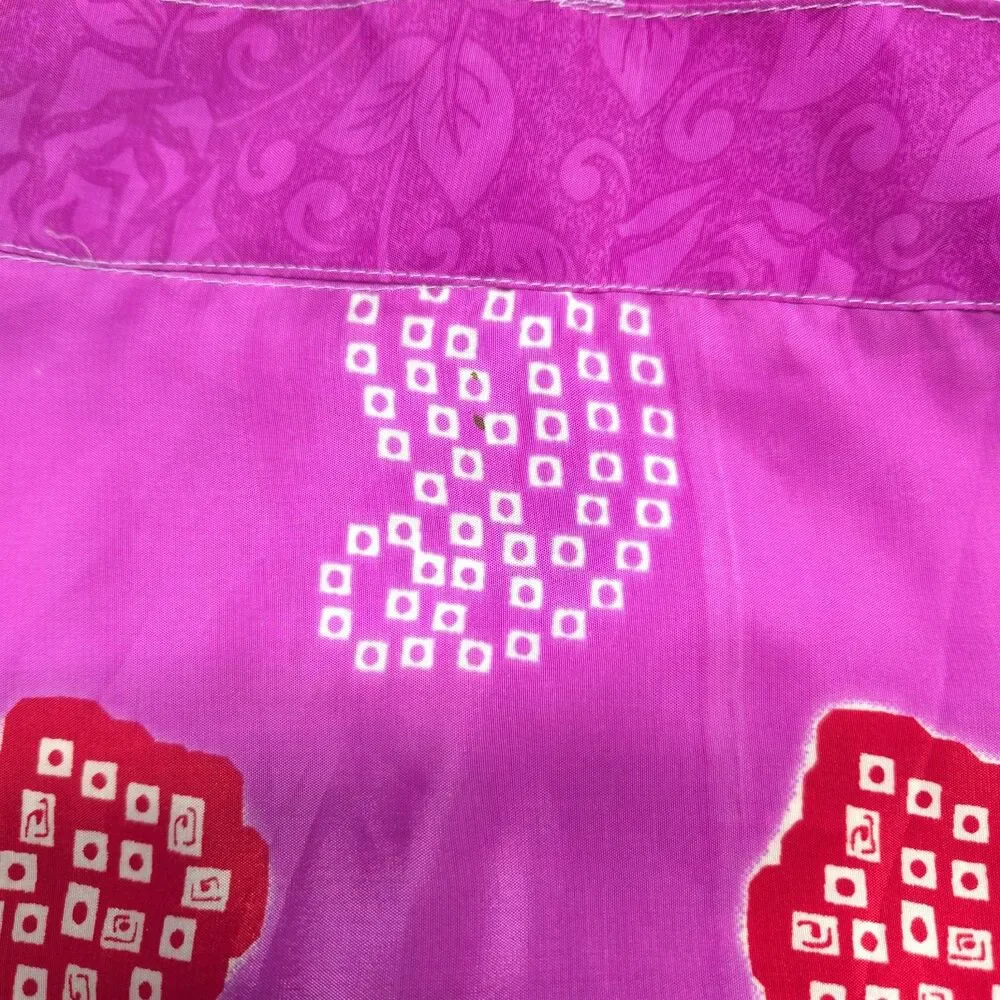 Island Republic Reversible 100% Silk Wrap Skirt Pink Floral Paisley - Picture 4 of 16